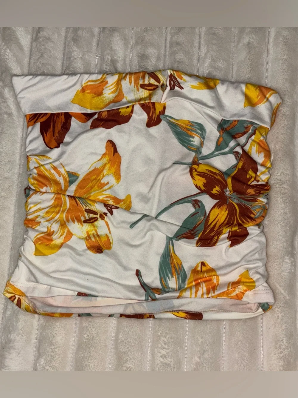 White Floral Sheet Set with Yellow & Rust Bloom Accent